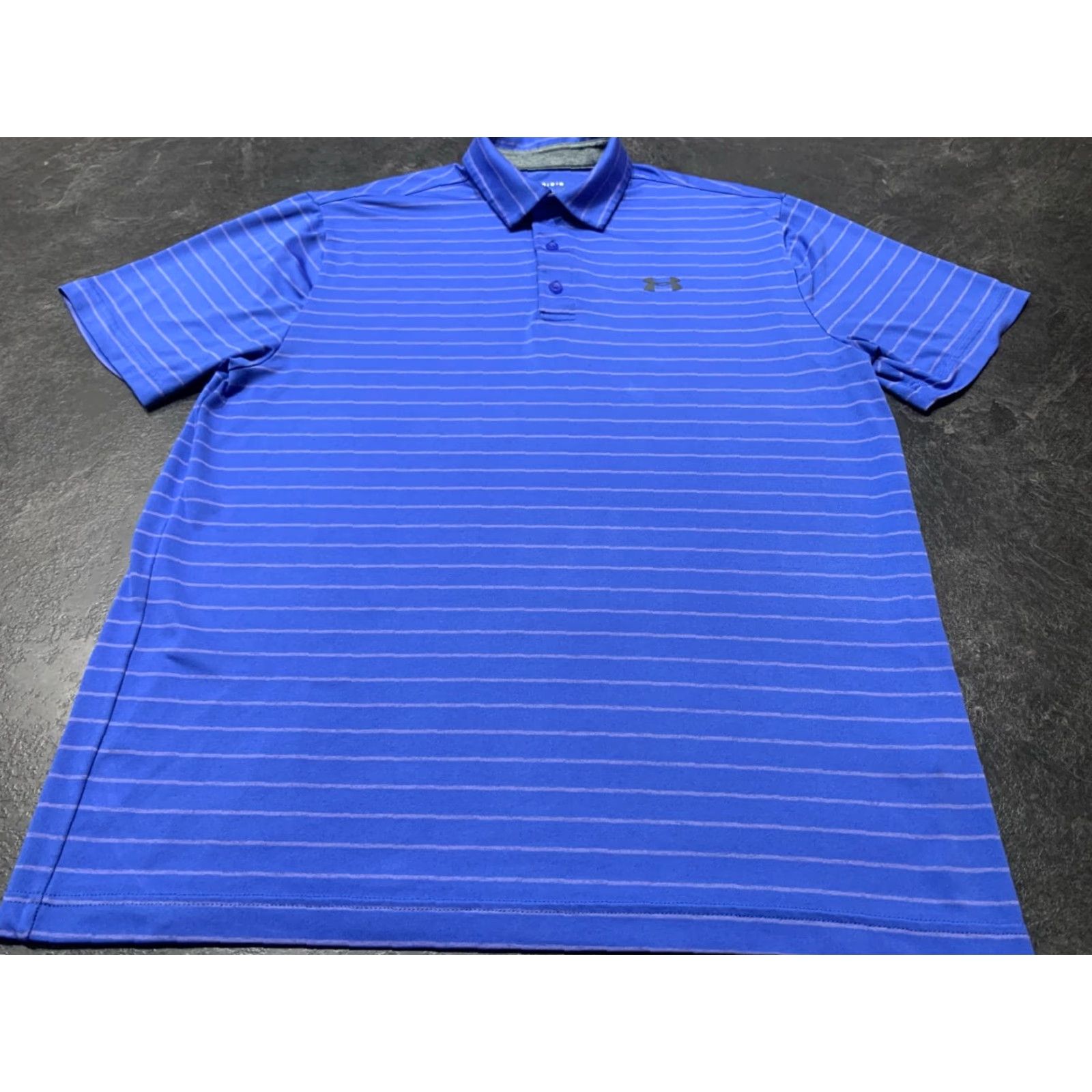 Under Armour VINTAGE Under Armour Polo Shirt Golf Performance Striped Blue Men's Large L Short Sleeve Polo Collared Logo Breathable Athletic Sports Polo Size US L / EU 52-54 / 3 - 2 Thumbnail
