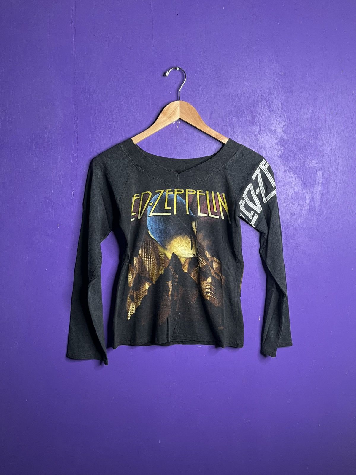 Band Tees × Vintage Vintage 80s Custom Led Zeppelin tour top Size S / US 4 / IT 40 - 1 Thumbnail