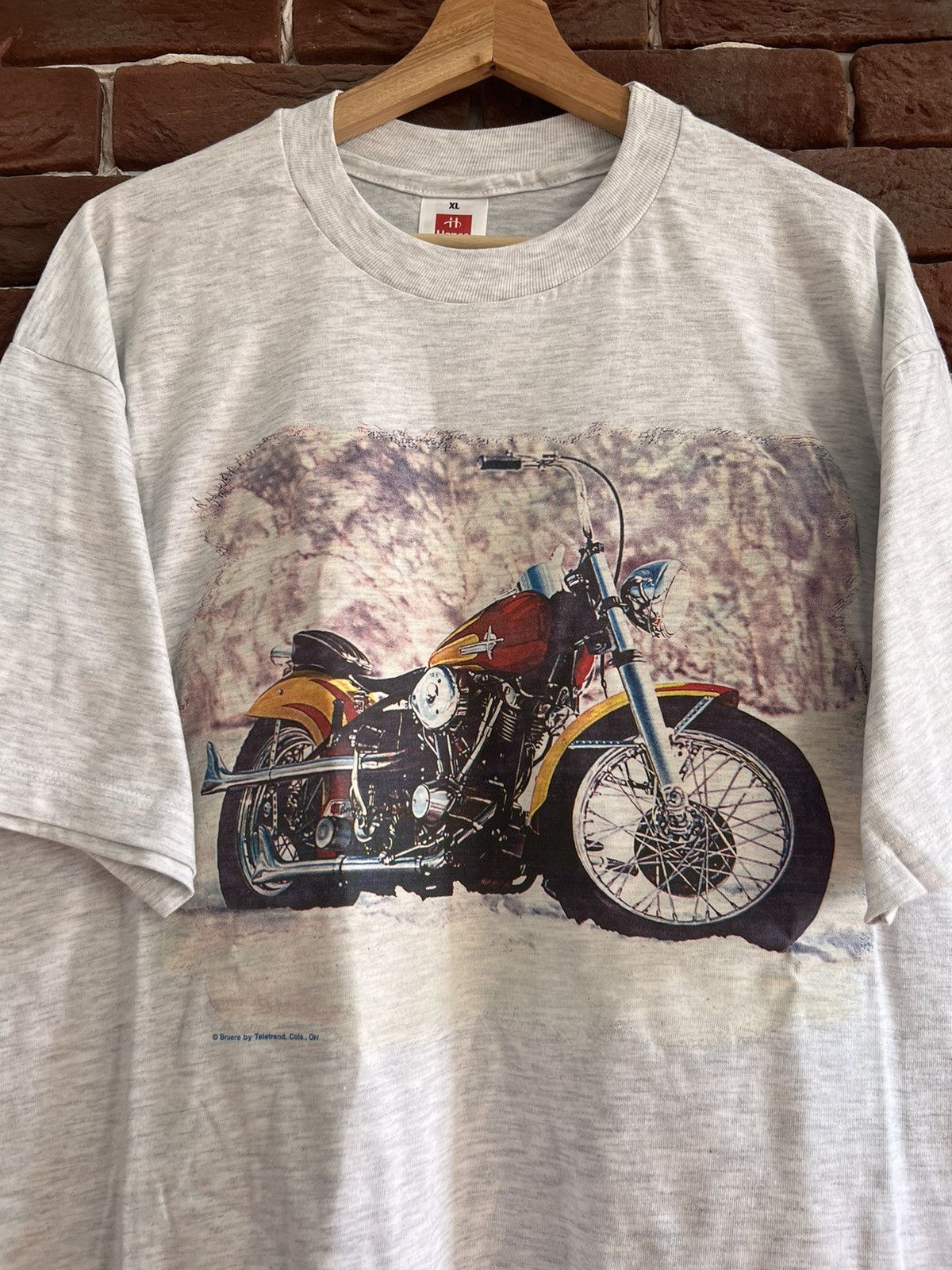Hanes Vintage 90s Motorcycle Tshirt Hanes Hype Streetweae Harley Size US XL / EU 56 / 4 - 2 Thumbnail