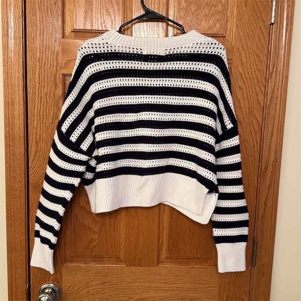 Jessica Simpson Jessica Simpson Women's L Black & White Striped Knit Pullov Size L / US 10 / IT 46 - 2 Thumbnail