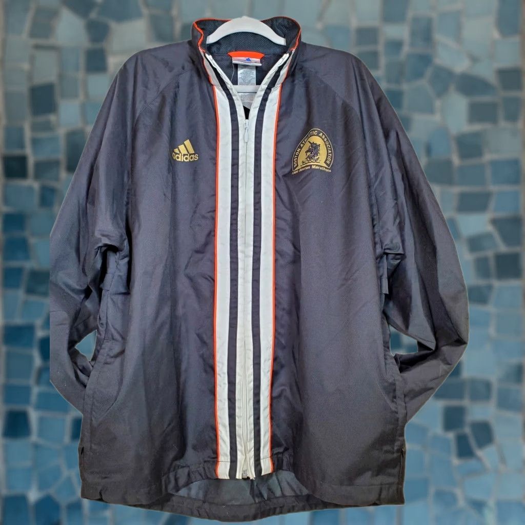 Adidas VINTAGE adidas Track Jacket Boston Marathon Athletic Zip Up Men XL Black Short Sleeve? Size US XL / EU 56 / 4 - 1 Thumbnail