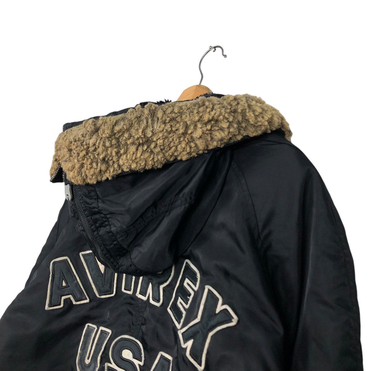 Avirex 🔥VINTAGE BOMBER JACKET AVIREX USA BIG LOGO MINK FUR HOODIE Size US L / EU 52-54 / 3 - 5 Thumbnail