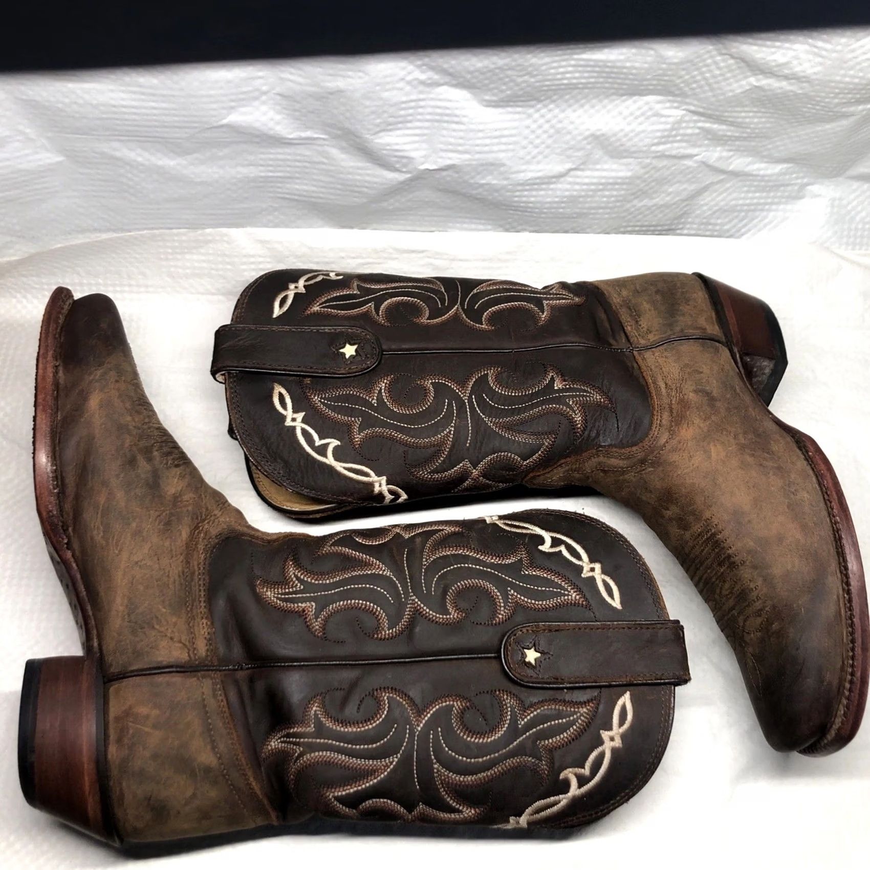 Tony Lama Tony Lama Womens Western Boots Vaquero Size 7.5B Cowgirl Style VF 6007 Boots Western Embroidered Leather Medium Shaft Brown Ladies Size US 8 / IT 38 - 7 Thumbnail