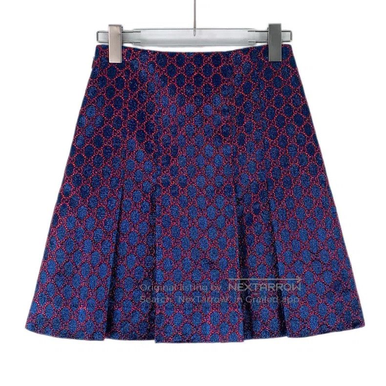 Gucci Gucci Blue-purple logo jacquard full print casual pleated Size 24" / US 00 / IT 34 - 2 Thumbnail