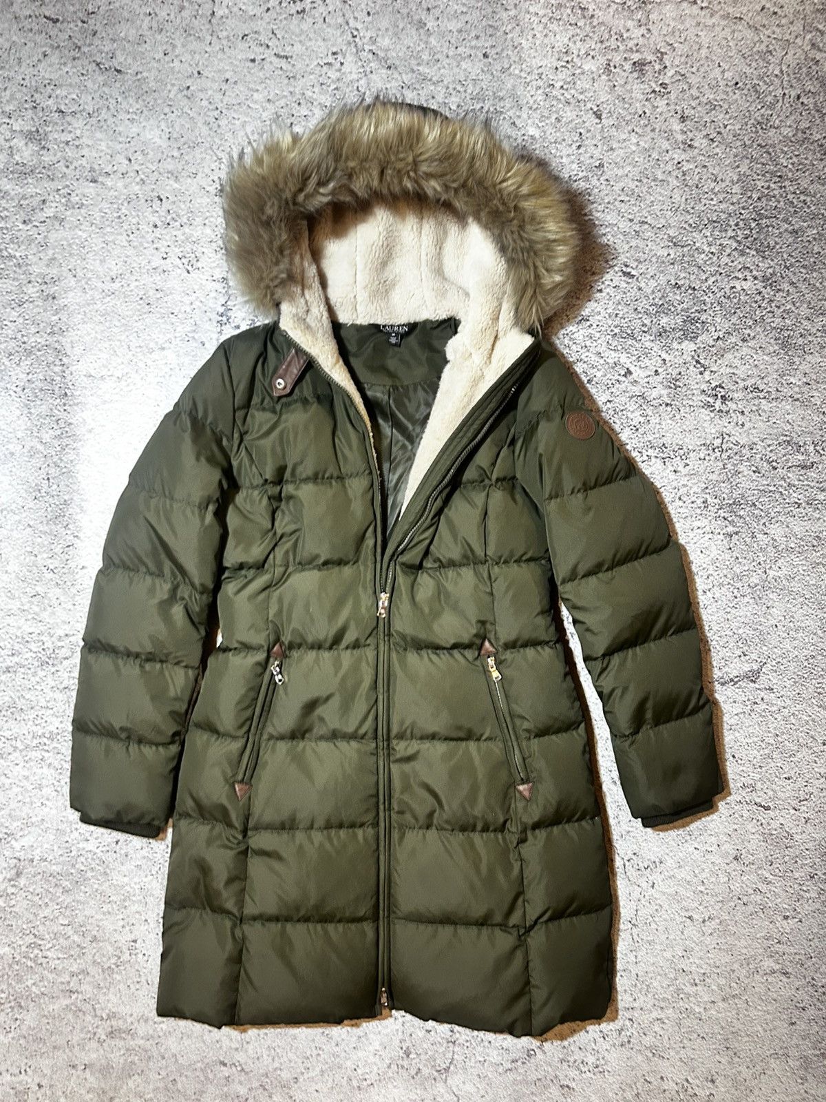 Ralph Lauren Black Label Lauren Ralph Lauren Down Parka Coat Olive Green Fur Hood Size M / US 6-8 / IT 42-44 - 8 Thumbnail