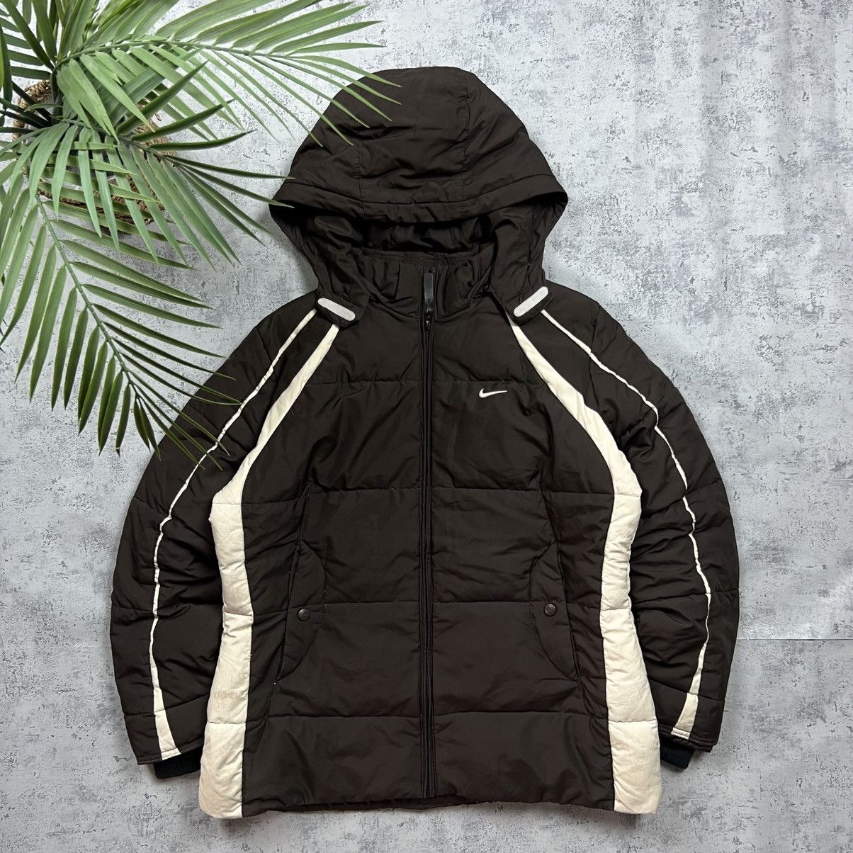 90s NIKE SWOOSH VINTAGE GORPCORE PUFFER DOWN HOODED JACKET