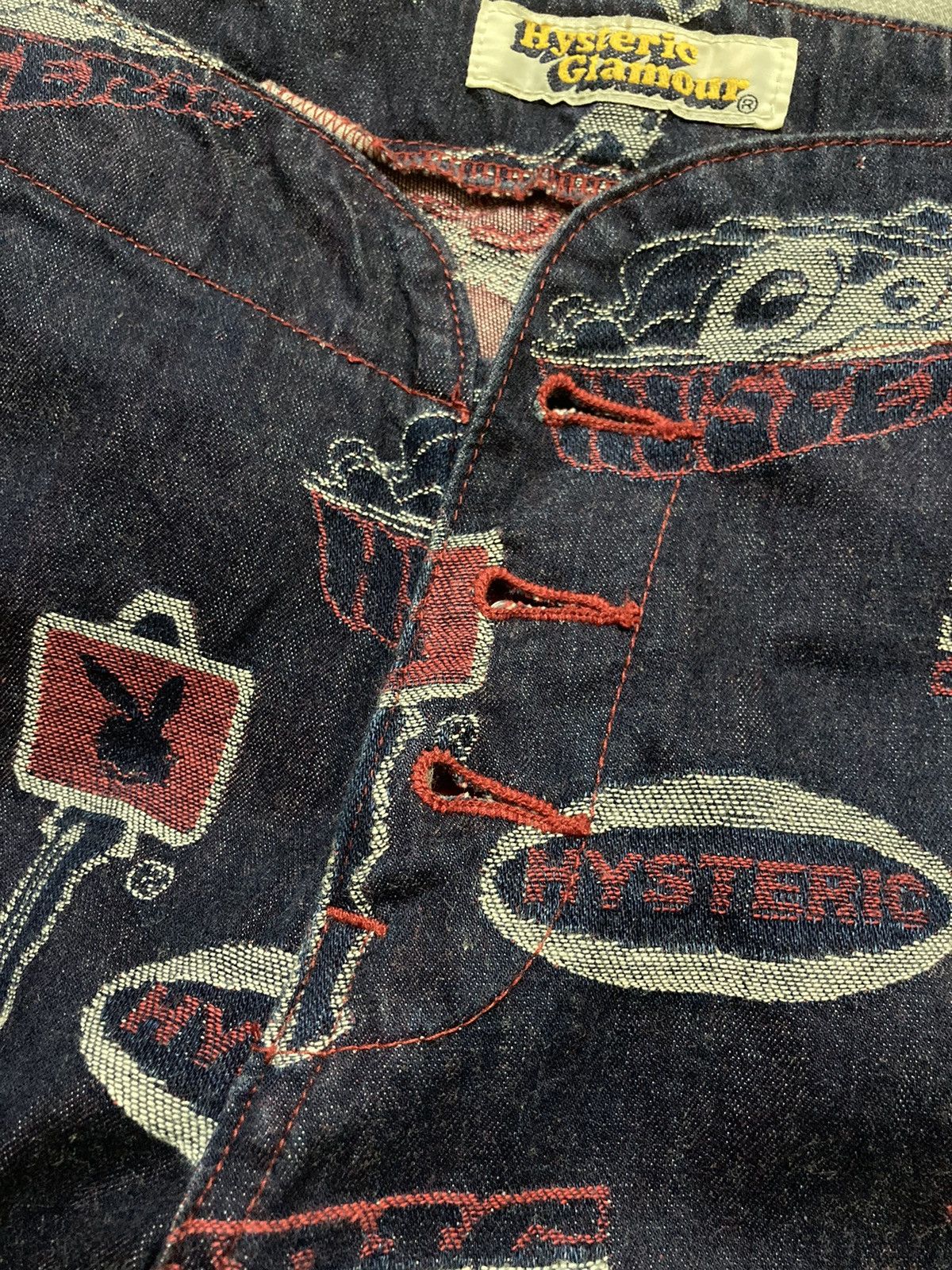 Hysteric Glamour × Vintage Hysteric Glamour Full Print Logo Flare Denim Pants Size 30" / US 8 / IT 44 - 16 Thumbnail
