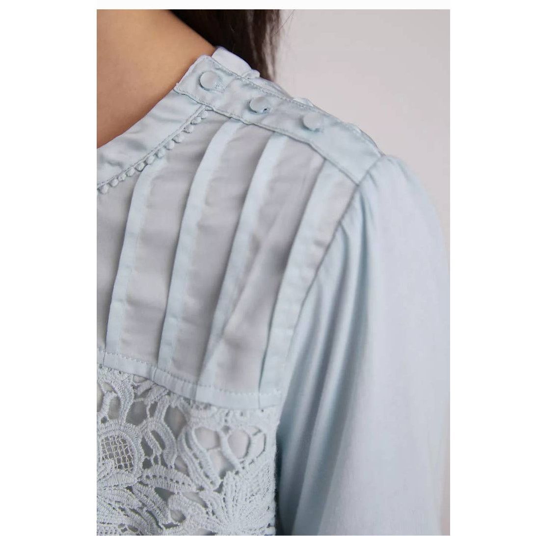 Anthropologie New Anthropologie TINY Long Sleeve Lace Top $120 XS Blue Size XS / US 0-2 / IT 36-38 - 2 Thumbnail