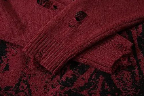 6876 Streetwear Printed Ripped Oversized Knitted Sweater Size US L / EU 52-54 / 3 - 5 Thumbnail