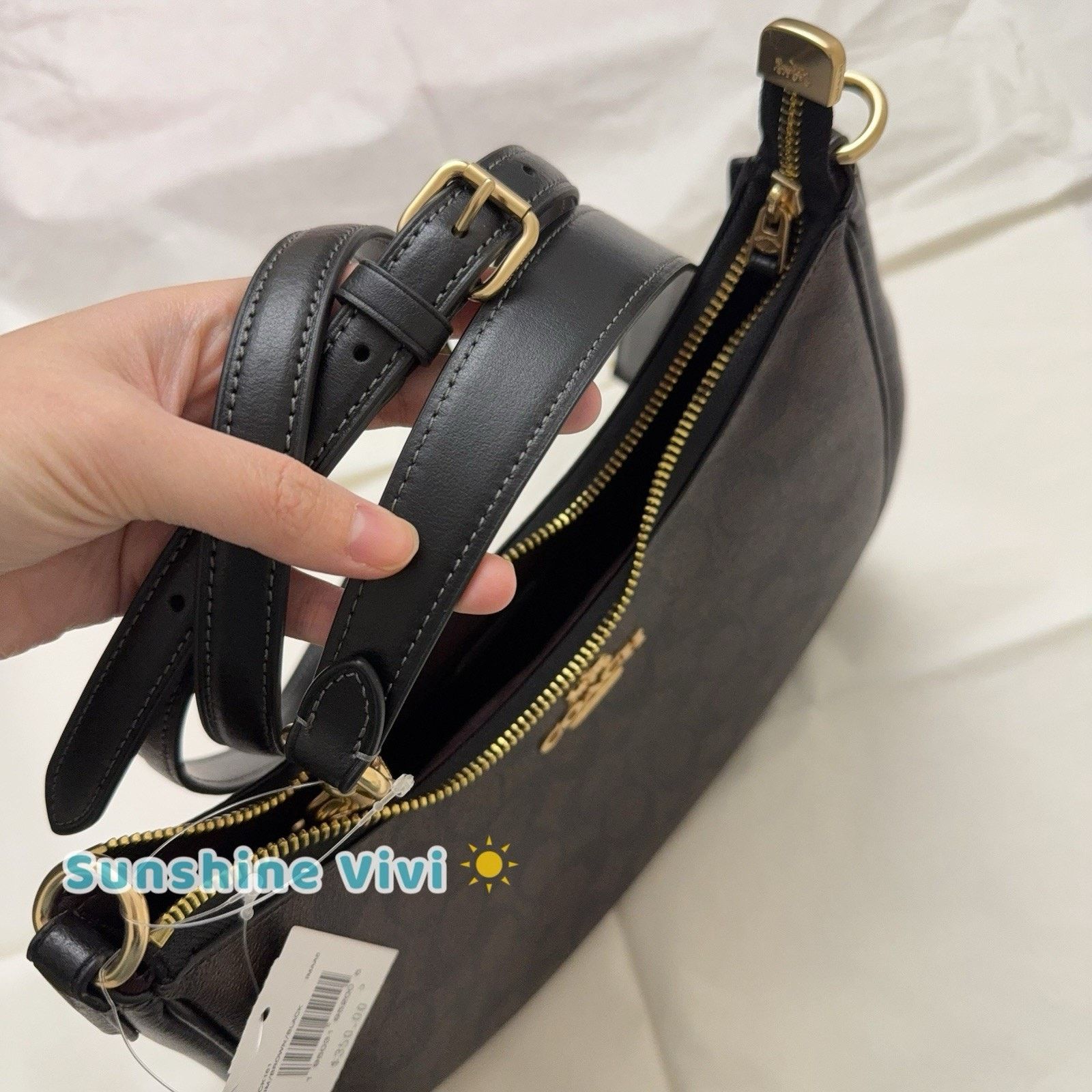 Coach NWT Coach Teri Hobo Bag Signature CK161 Gold/Walnut/Black Size ONE SIZE - 4 Thumbnail