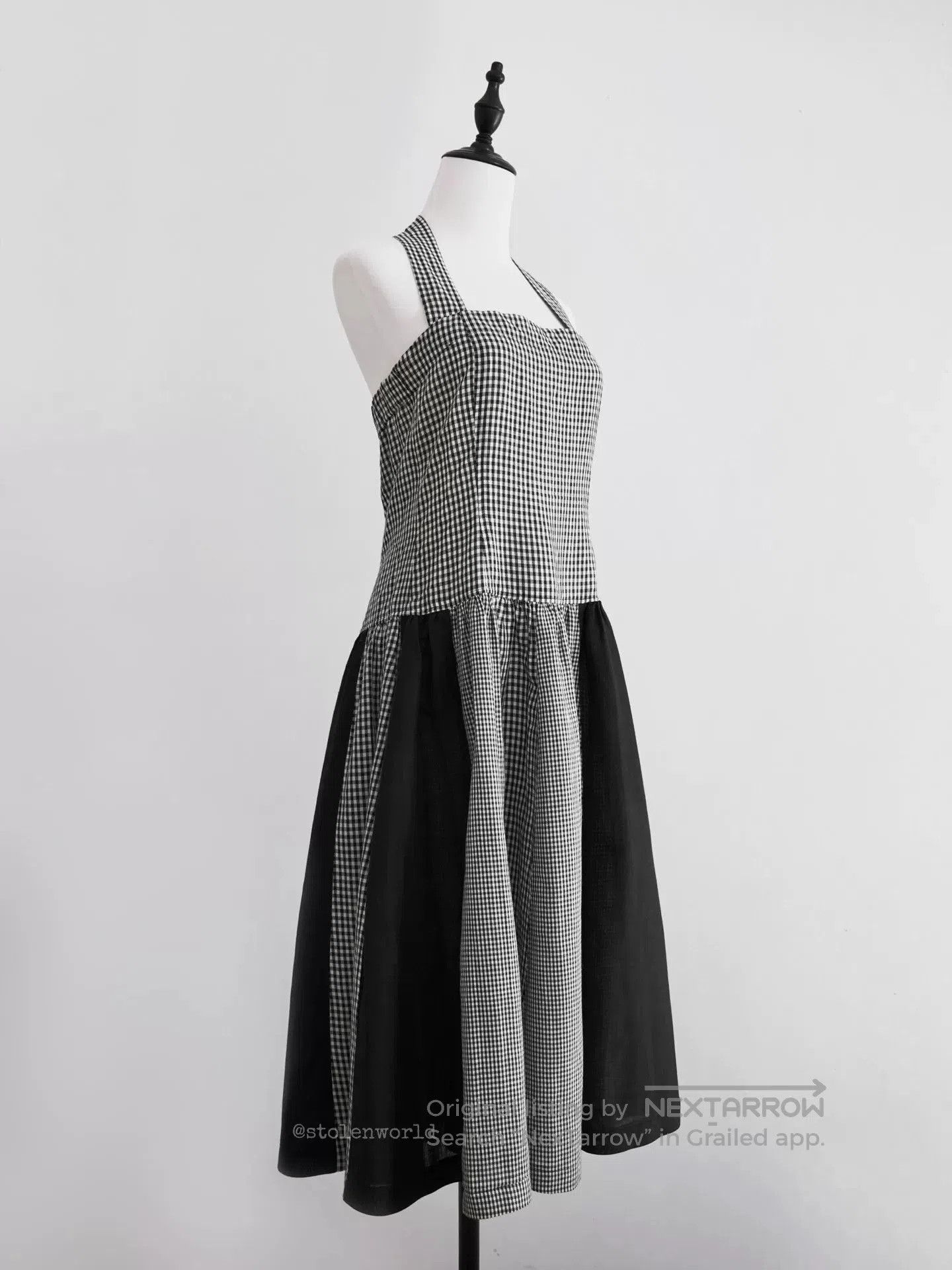 Comme des Garcons black and white check halter dress. Size M / US 6-8 / IT 42-44 - 5 Thumbnail