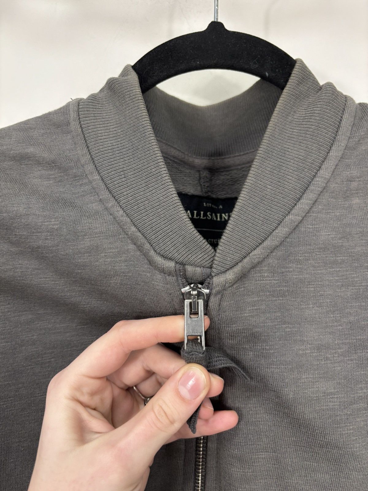 Allsaints AllSaints Men’s Grey Full Zip Cotton Newton Bomber Jacket Size US S / EU 44-46 / 1 - 10 Thumbnail