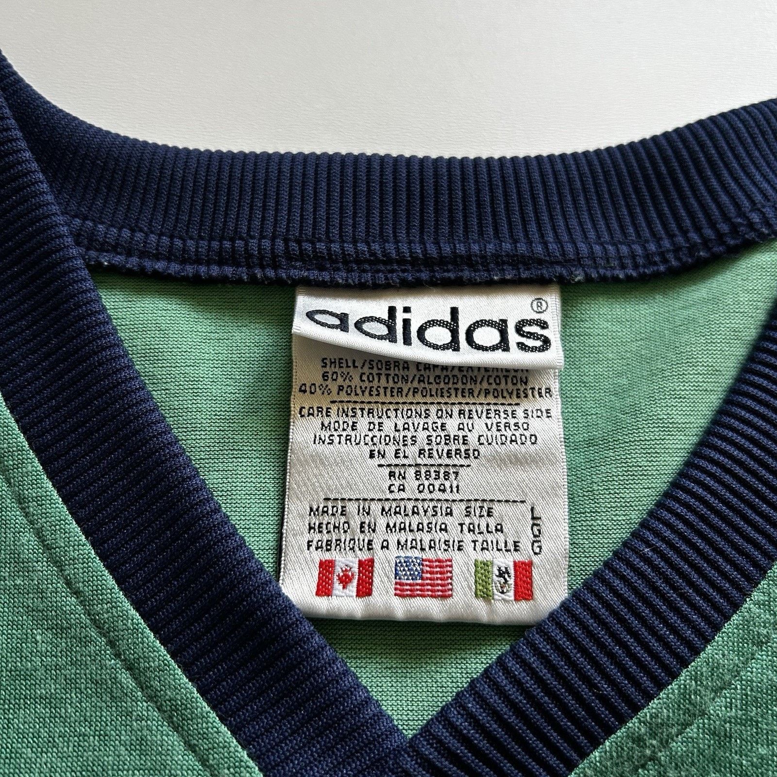 Adidas Vintage 90s Adidas Shirt Large Trefoil 3/4 Long Sleeve Rare Size US L / EU 52-54 / 3 - 3 Thumbnail