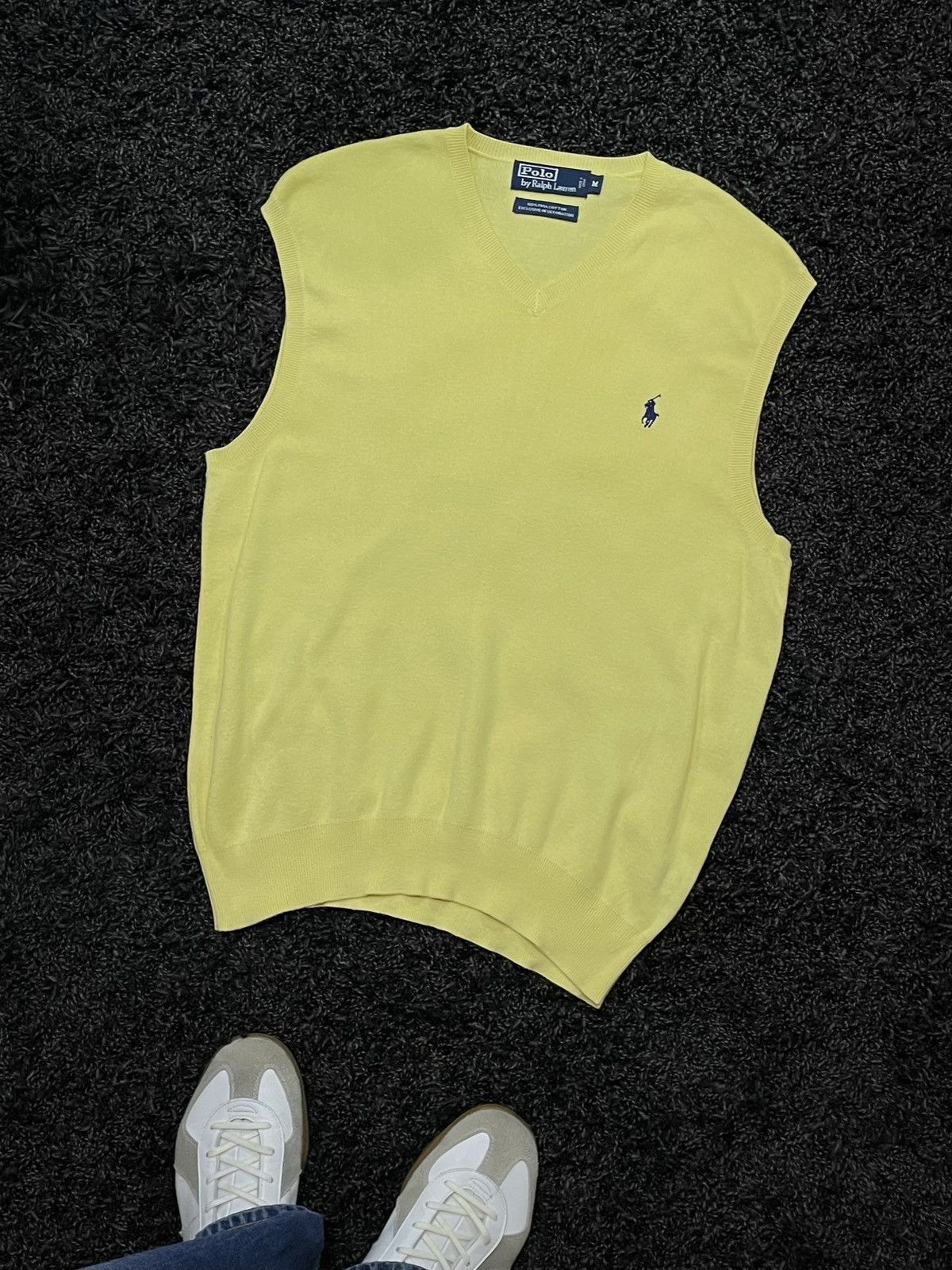 Vintage Vintage Polo Ralph Lauren Yellow Fleece Knit Vest Y2K Size US M / EU 48-50 / 2 - 1 Thumbnail