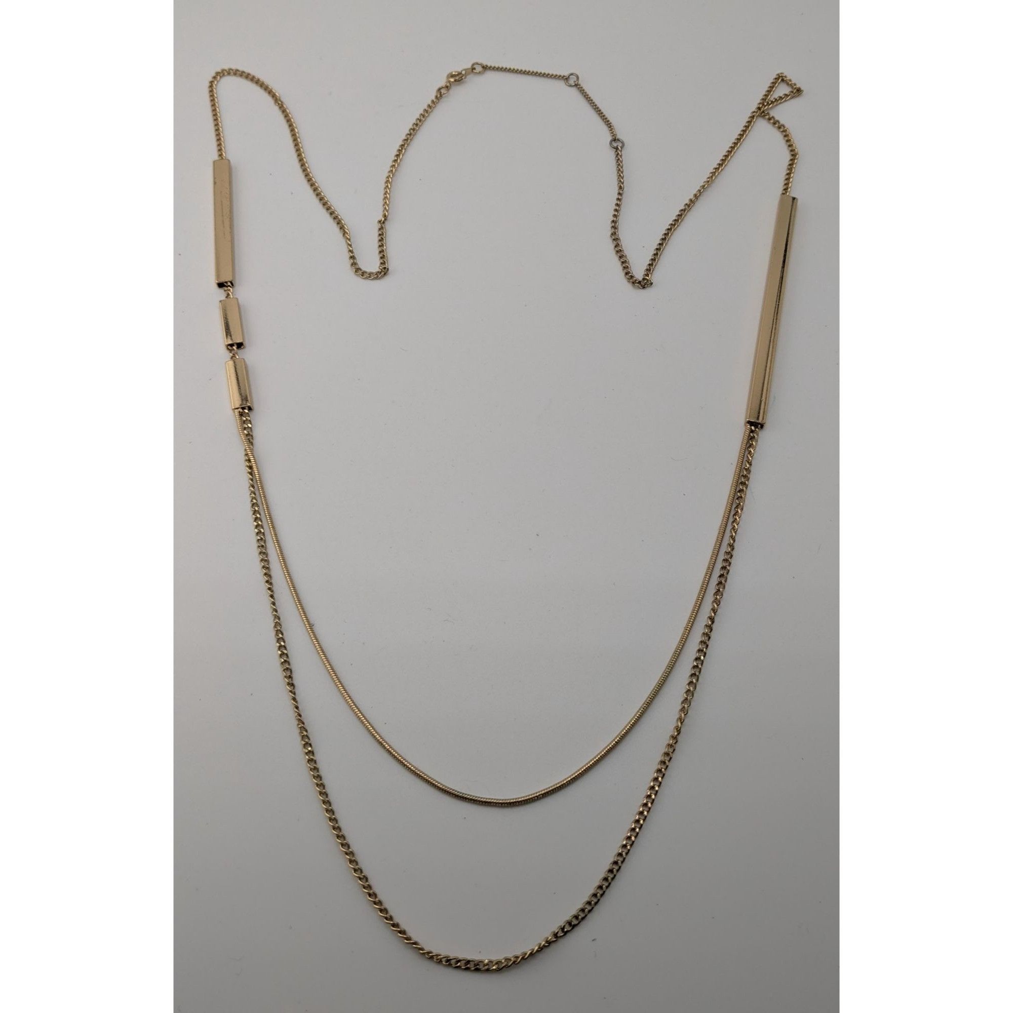 Other Gold-Tone Long Layered Chain Necklace With Bar Accents & 3-I Size ONE SIZE - 5 Thumbnail