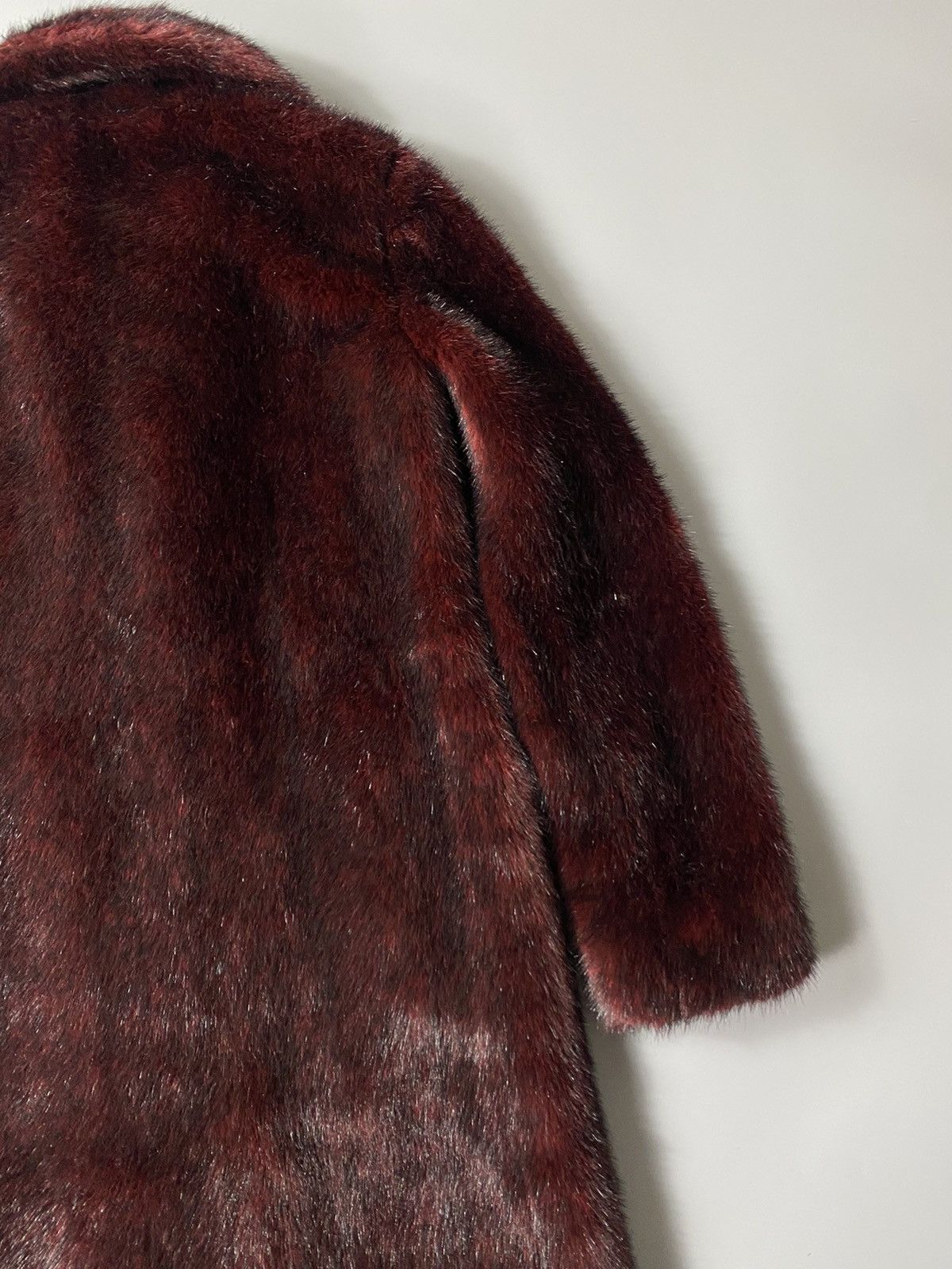 agnes b. Agnes B.- Burgundy Faux Fur Coat Size XS / US 0-2 / IT 36-38 - 13 Thumbnail