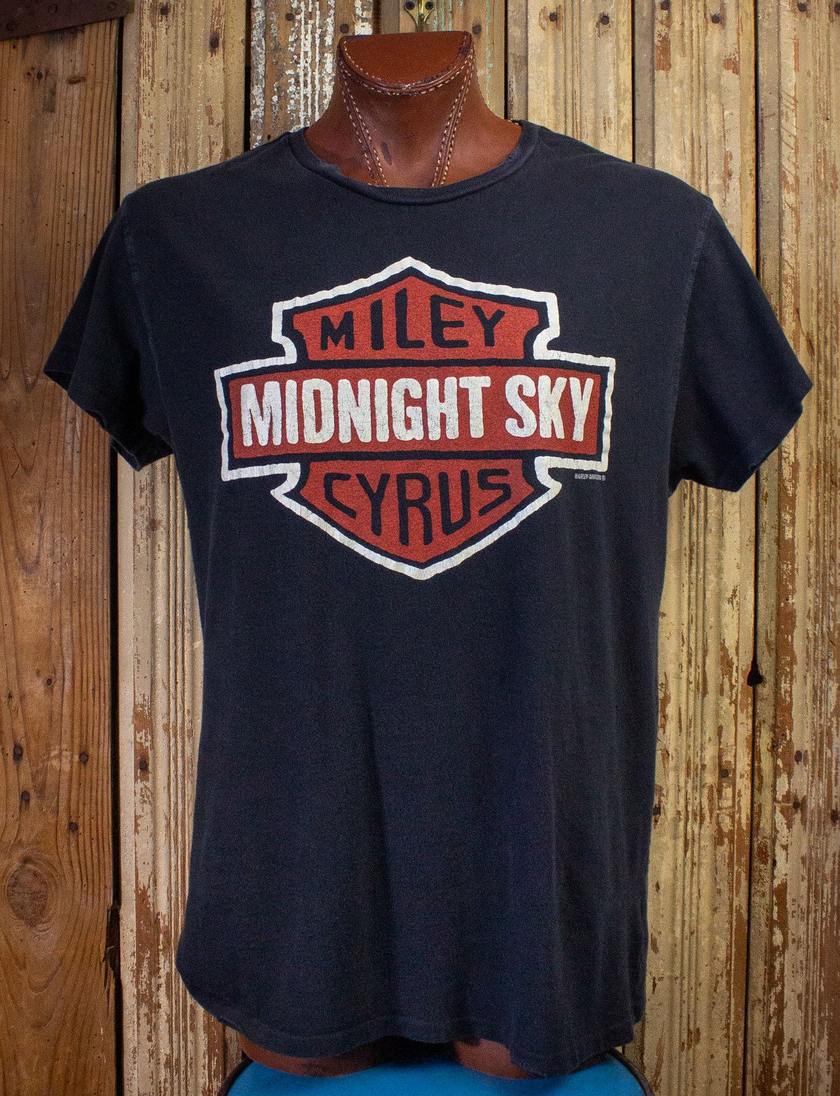 image of Miley Cyrus Midnight Sky Made Worn Harley Davidson Tee 2020 in Black, Men's (Size XL)