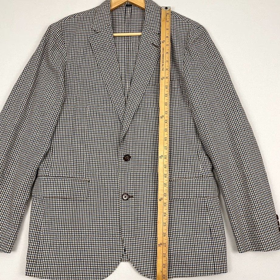 J.Crew J. CREW Ludlow Somelos Sport Blazer Mens 40R Slim Brown Plaid Linen Unstructured Jacket Size 40R - 6 Thumbnail