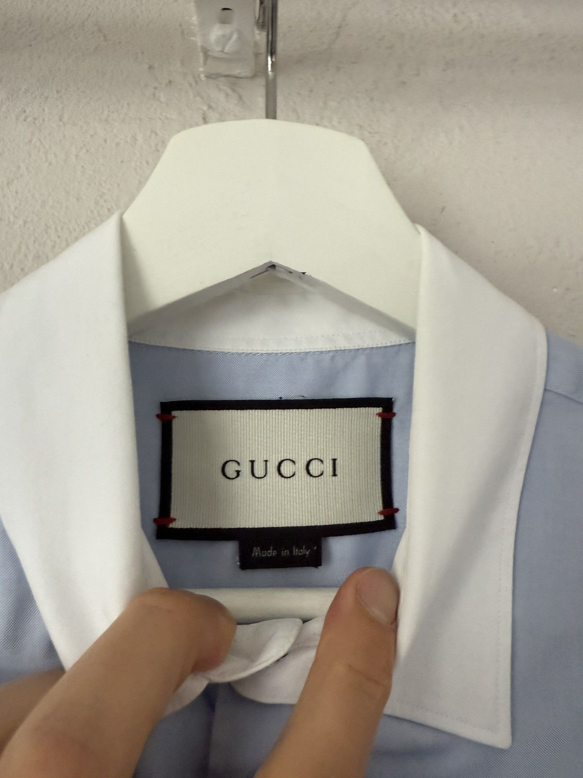 Gucci Blue Dress Shirt with White Contrast Collar – Duke Fit Size US S / EU 44-46 / 1 - 5 Thumbnail