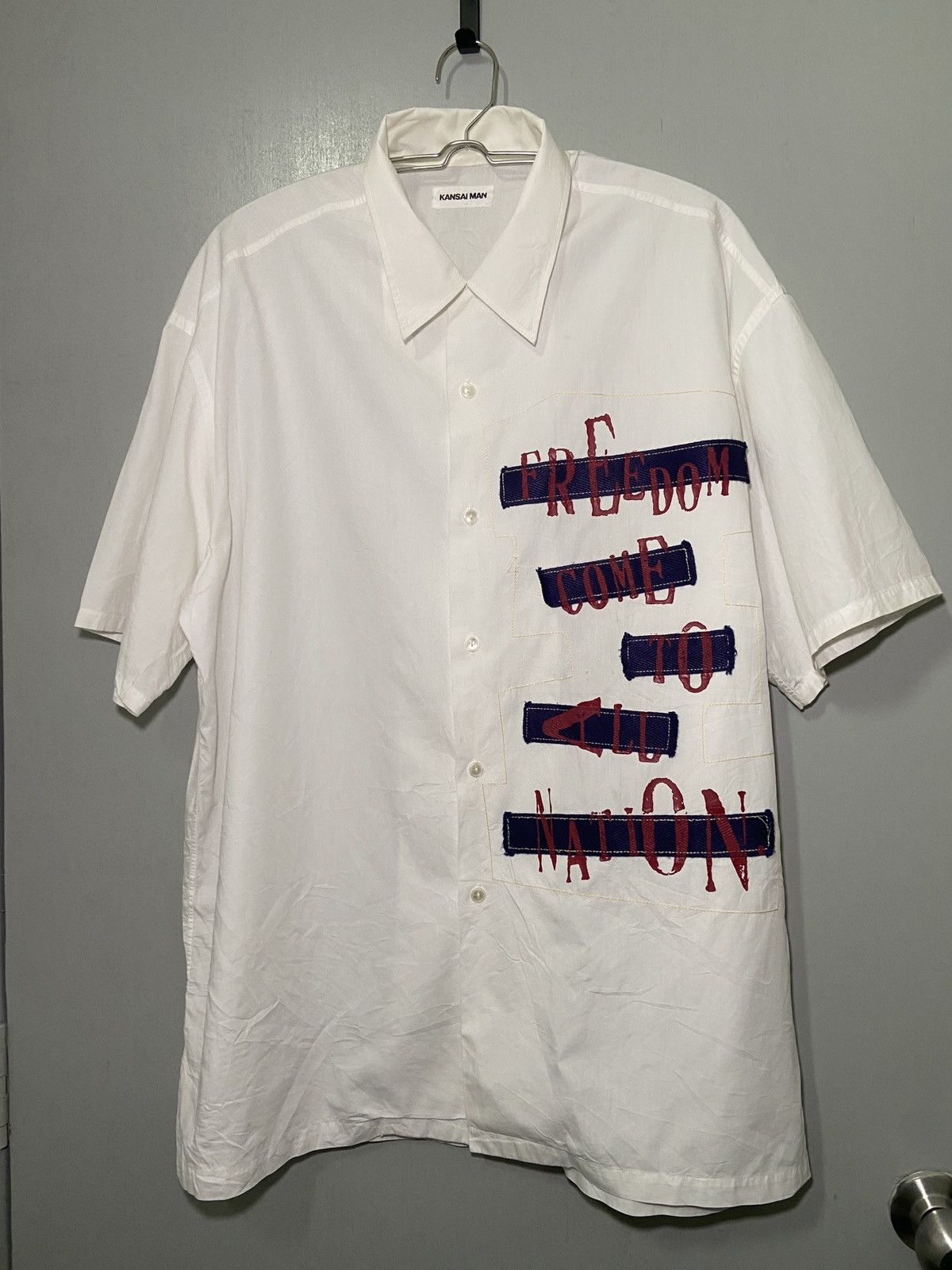 Kansai Yamamoto × Vintage Vintage KANSAI MAN Freedom Come To All Nation Punk Shirt Size US XL / EU 56 / 4 - 1 Thumbnail
