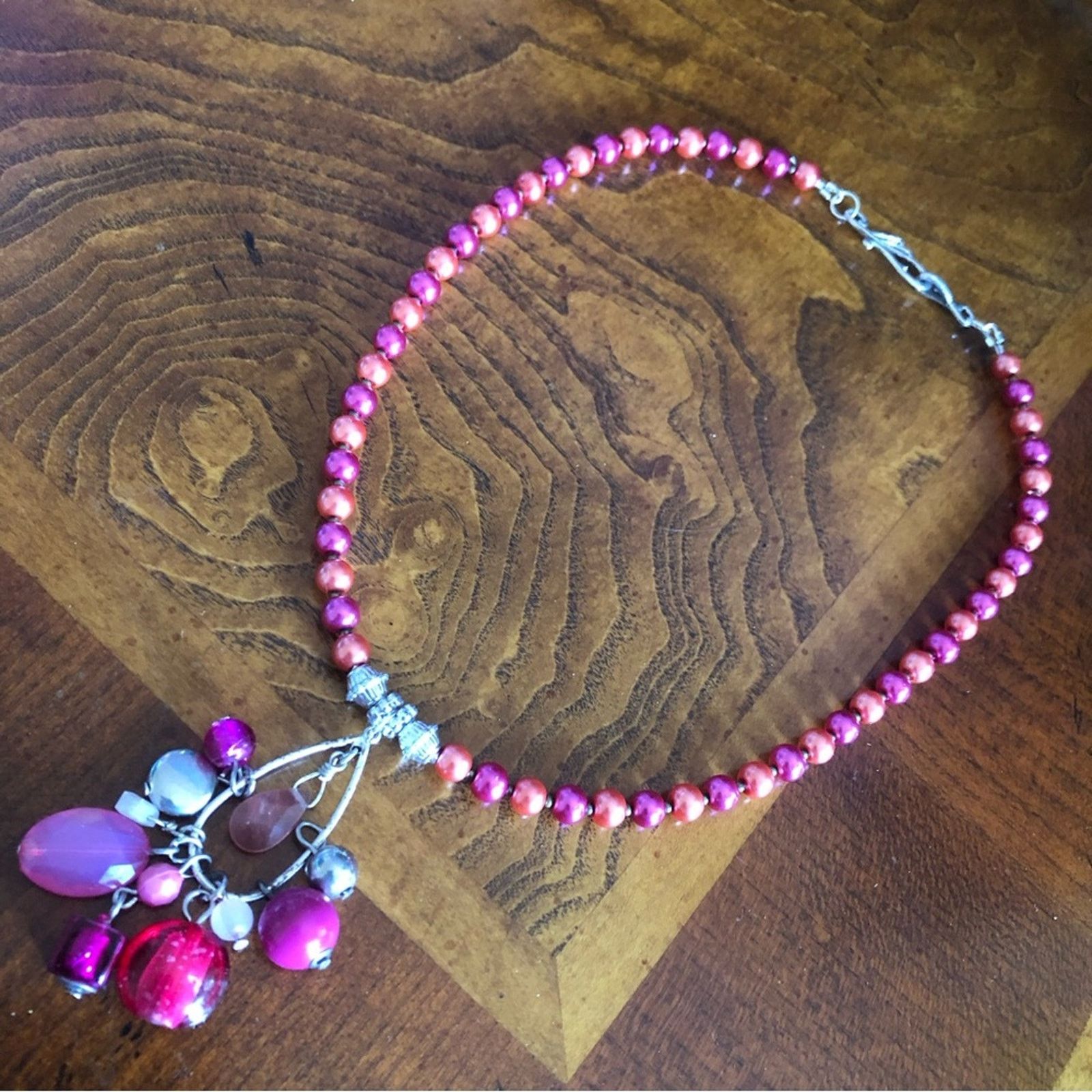 Handmade Handcrafted repurpose colorful beaded cluster Pearl necklace Size ONE SIZE - 9 Thumbnail