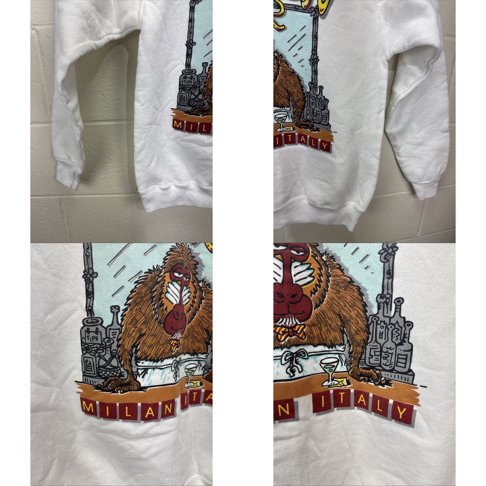 Lee VINTAGE Lee Heavyweight Sweatshirt Unisex Adults Medium White 90s Graphic Baboon Bar Italy Pullover Size US M / EU 48-50 / 2 - 8 Thumbnail