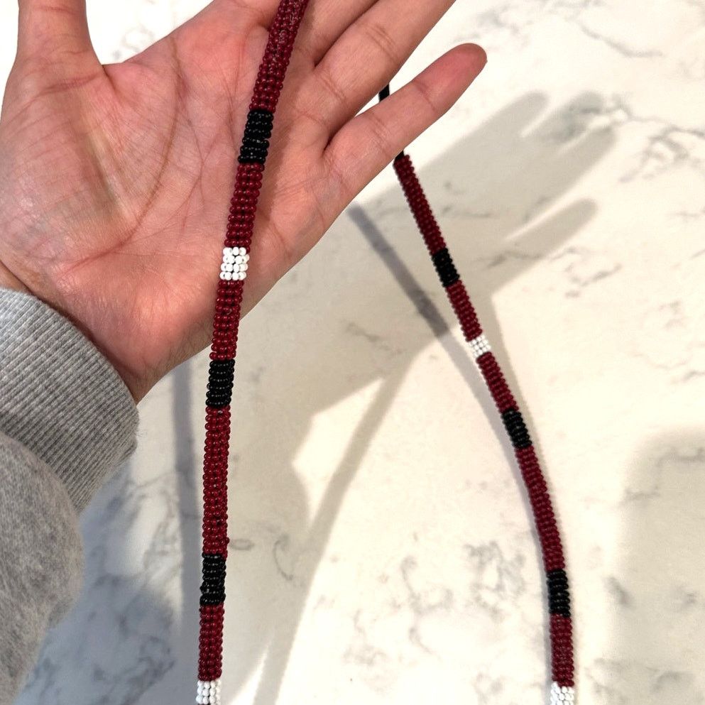Handmade Handmade Beaded Necklace Black Red White Wrapped Necklace Size ONE SIZE - 3 Thumbnail