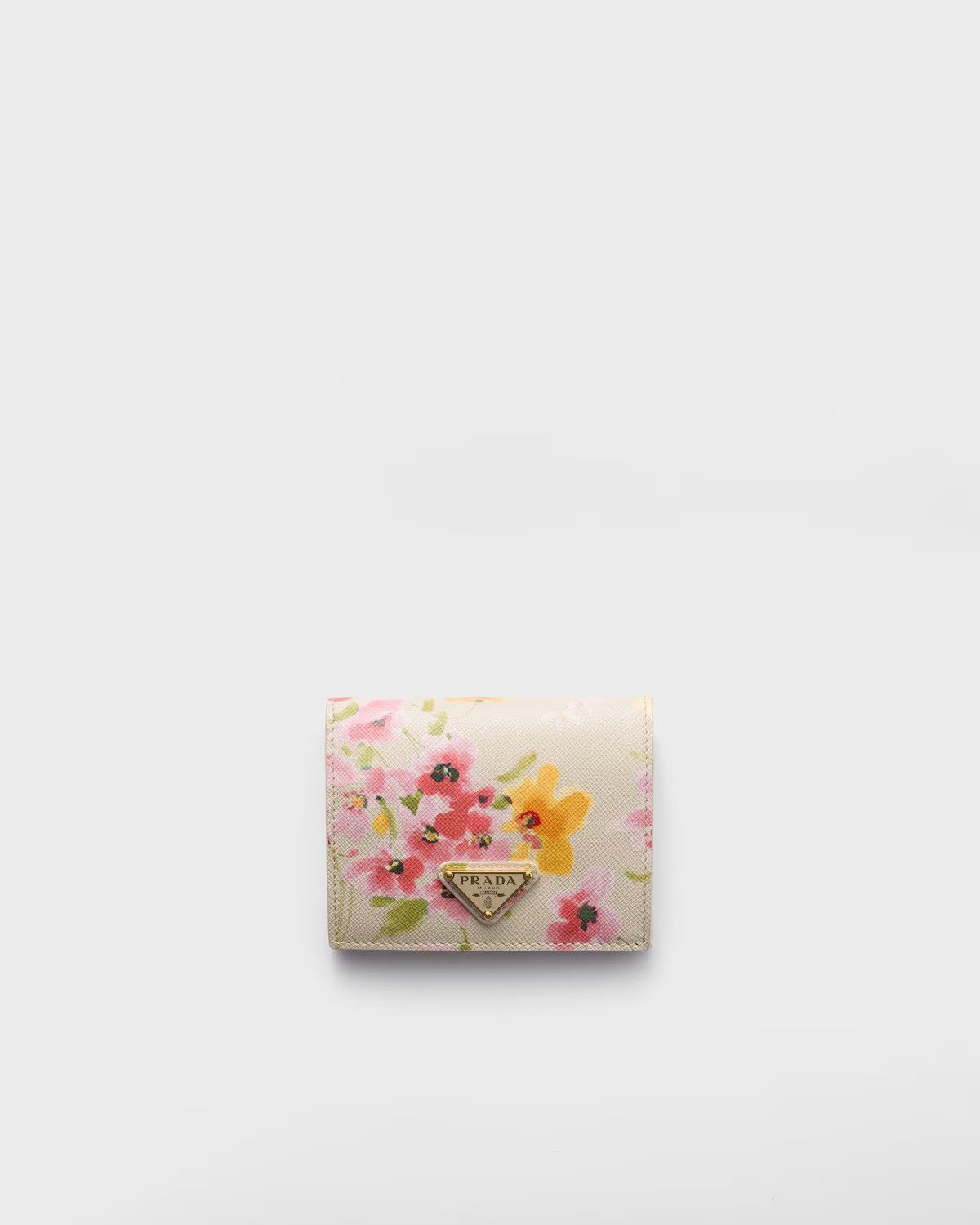 Prada o1B3y1r0526 Size: OS / Small Floral-Print Saffiano Wallet Size ONE SIZE - 1 Thumbnail