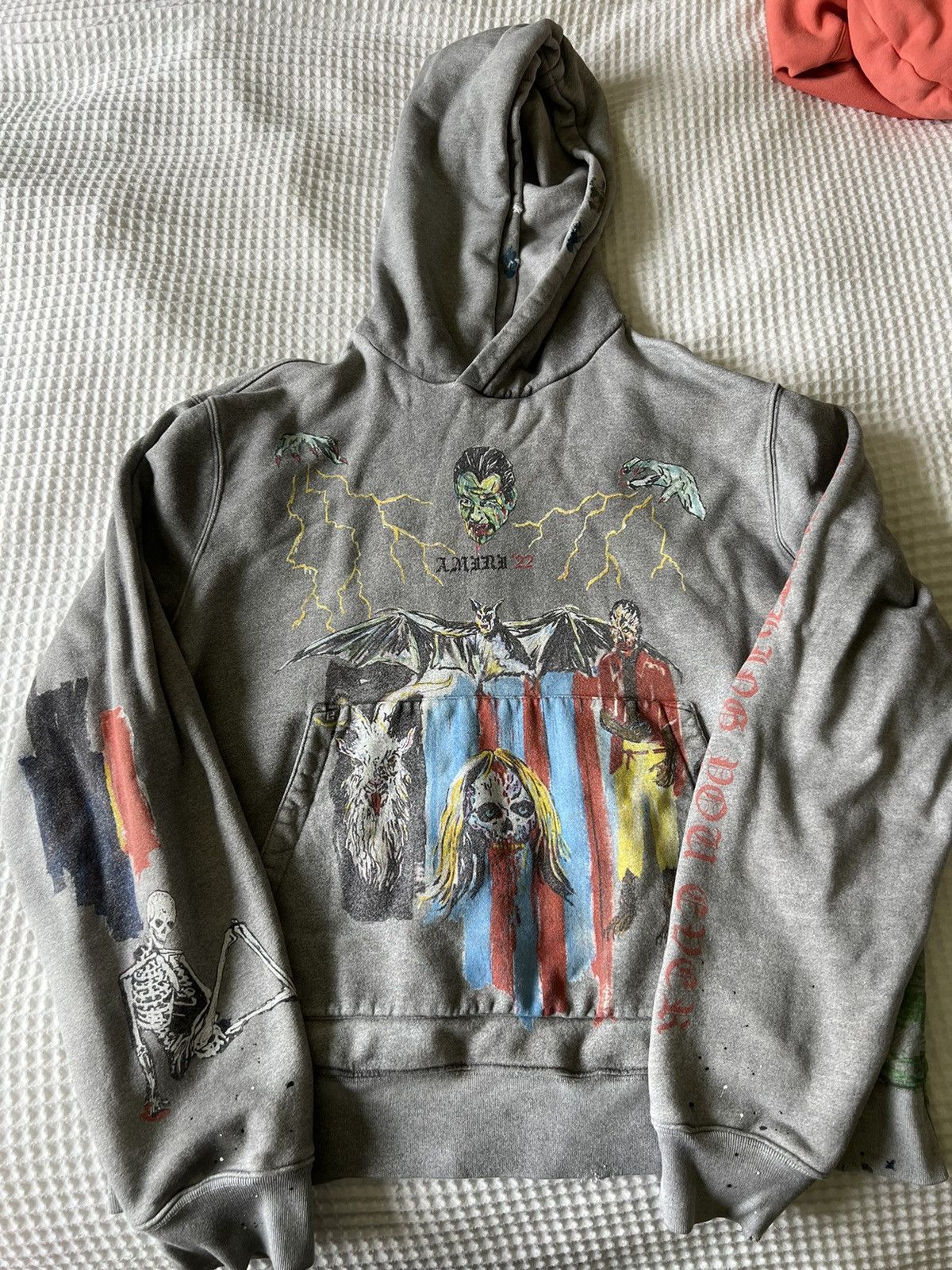 AMIRI × ウェス・ラング Blood 38 フーディー グレー アート AMIRI アミリ×WES LANG BLOOD 38 HOODIE SR3GU0026SMRSTH1 ウェ