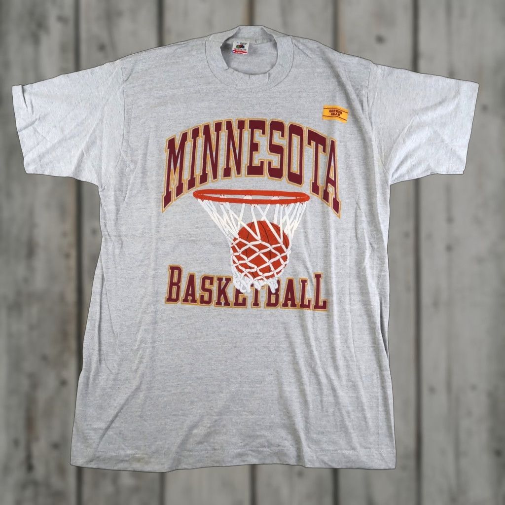 VINTAGE Minnesota Gophers Basketball T-Shirt Unisex Adults XL Gray Cotton 90s USA Logo