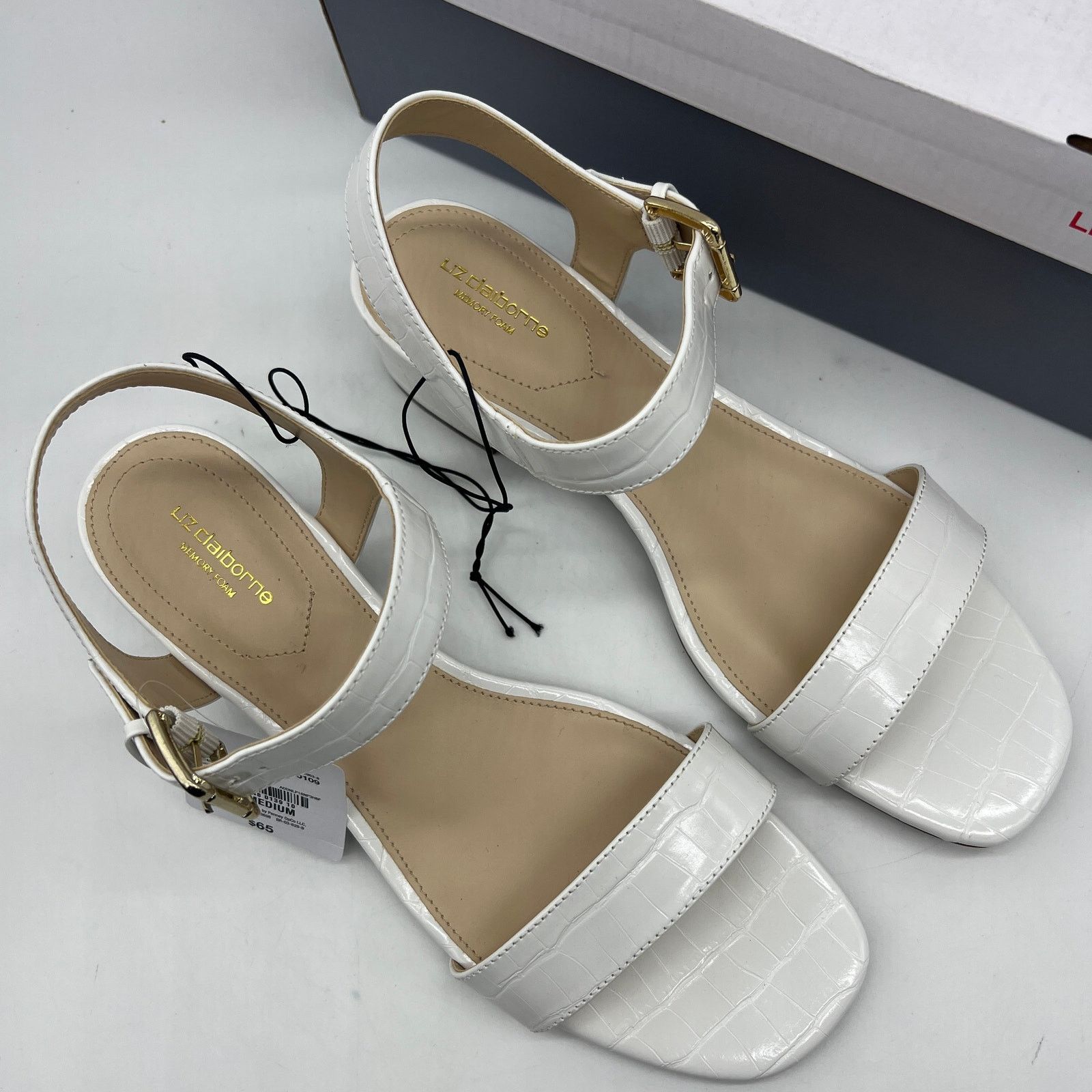 Other Liz Claiborne Womens Renny Sandals Heel White Croc Size 9.5M Size US 9.5 / IT 39.5 - 5 Thumbnail