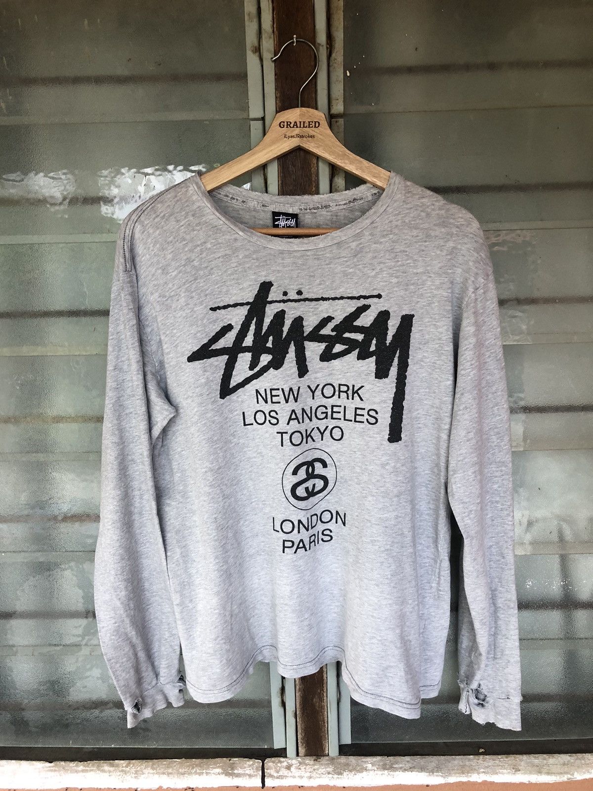 Stussy Vintage Thrashed Stussy Tour Long Sleeve Tee Size US M / EU 48-50 / 2 - 3 Thumbnail