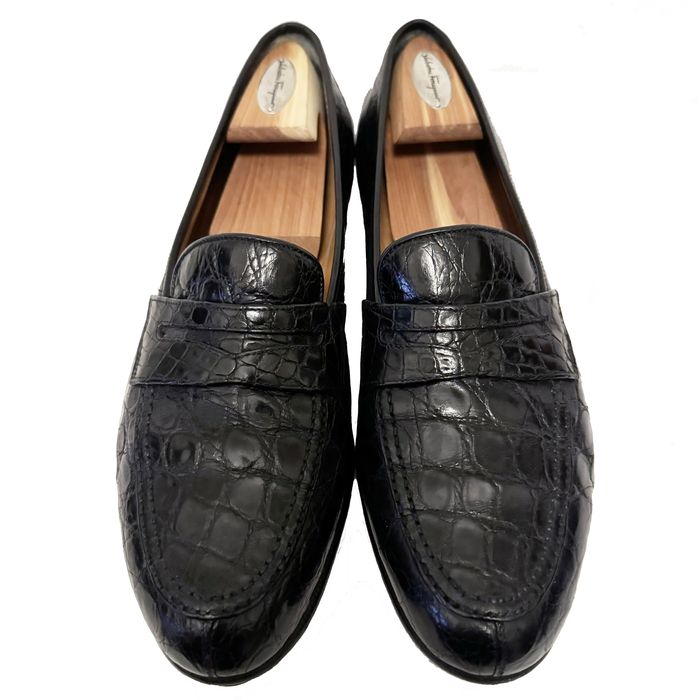 Salvatore Ferragamo SALVATORE FERRAGAMO Black Crocodile Penny Loafer ...