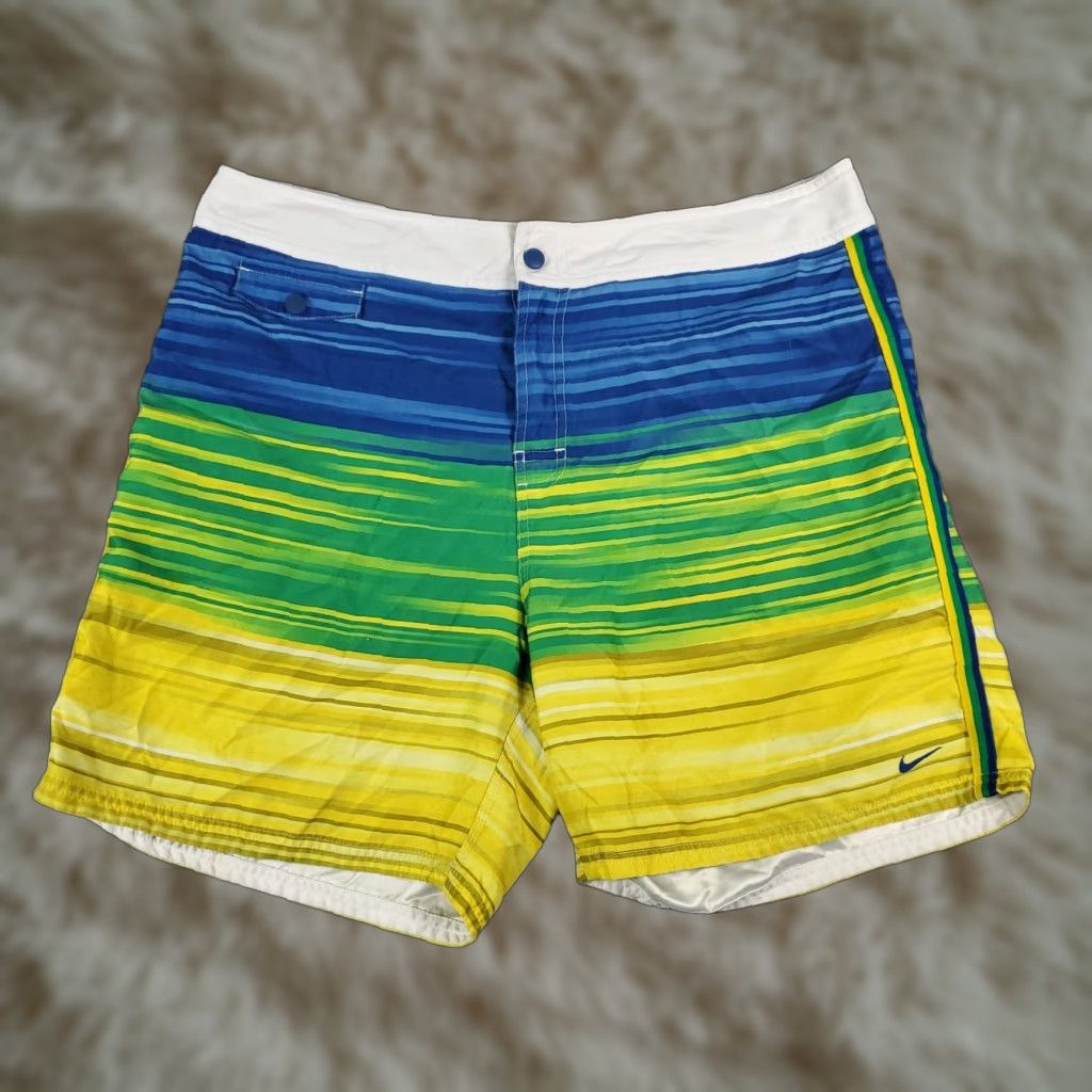 Nike Nike Board Shorts Mens 36 Blue Yellow Striped Lace Tie Beach Swim Trunks Size US 36 / EU 52 - 1 Thumbnail