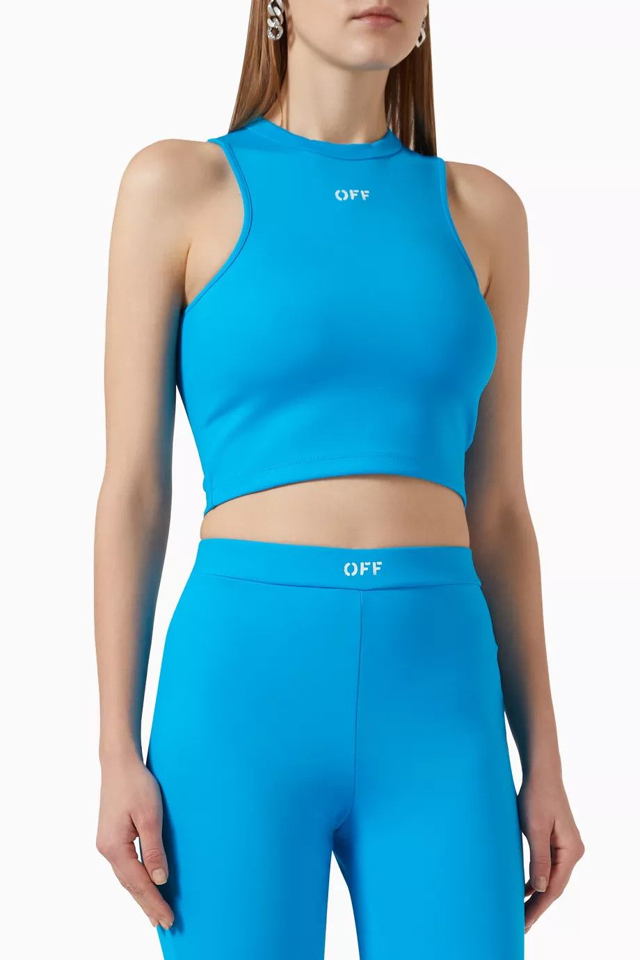 Off-White o1y1225 Logo Crop Top in Azure Size S / US 4 / IT 40 - 1 Thumbnail