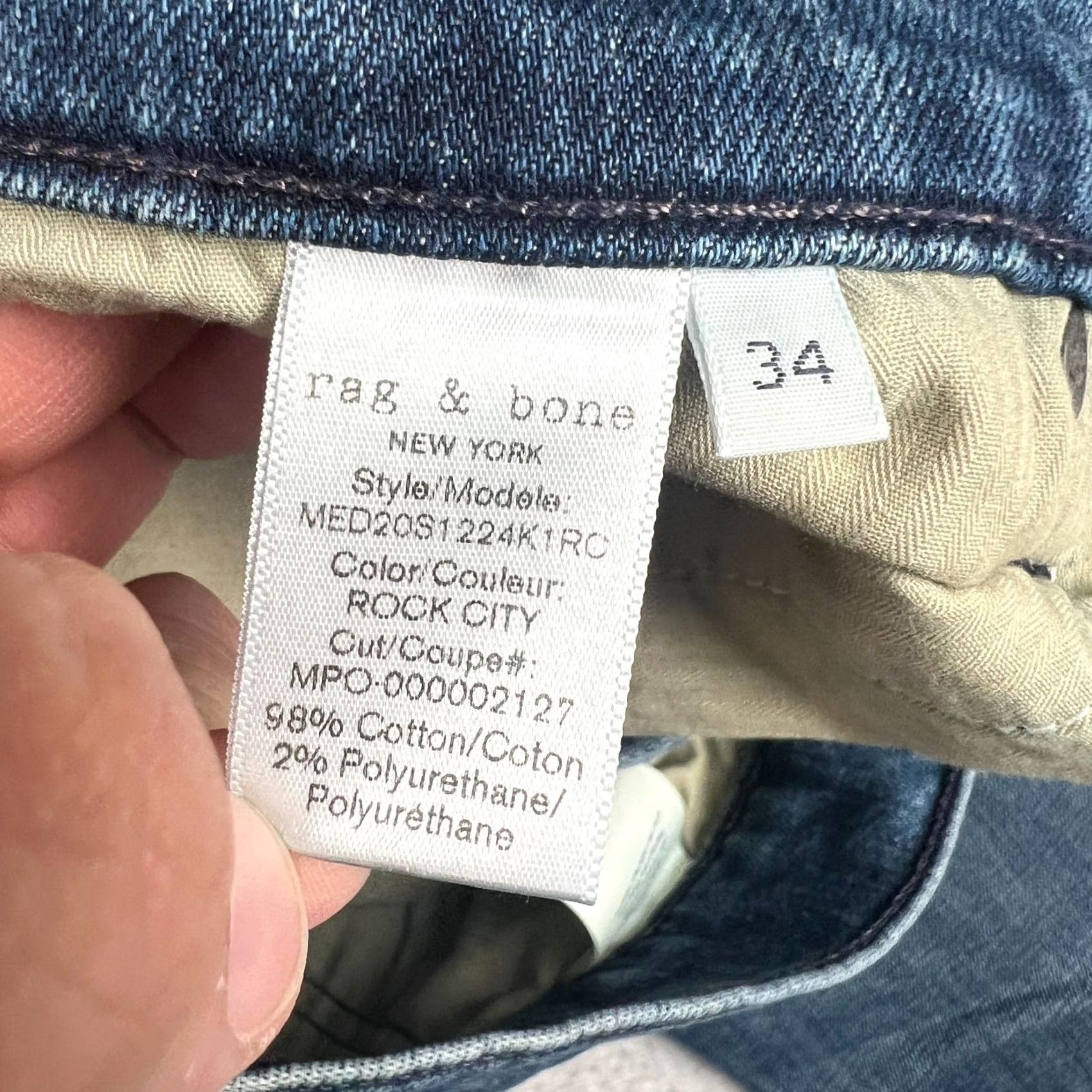 Rag & Bone Rag & Bone Fit 1 Jeans Mens 34x32 Blue Stretch Denim Pants Cotton Extra Slim Size US 34 / EU 50 - 3 Thumbnail