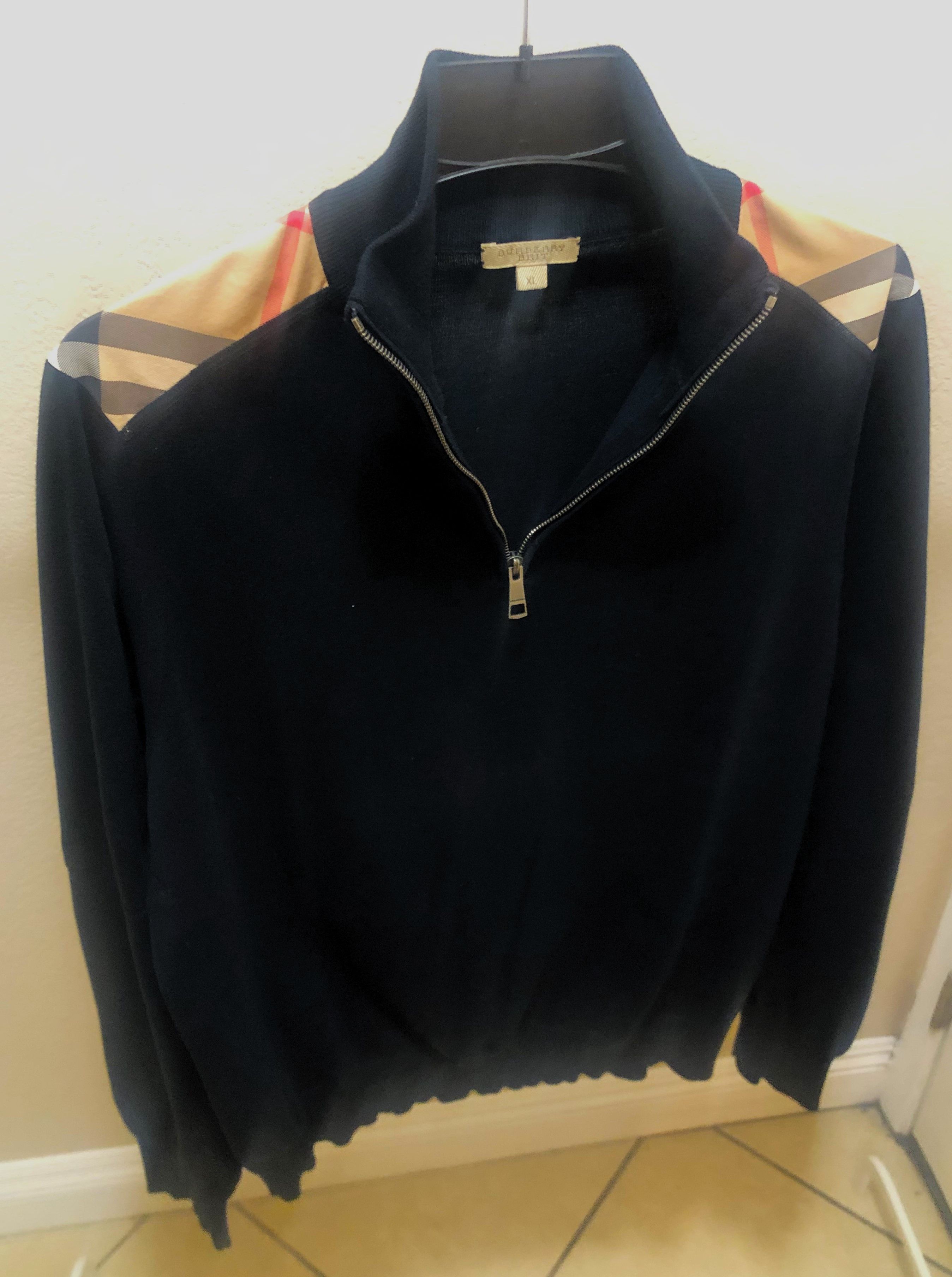 Image of Burberry Brit 1/4 Zip - Navy in Navy Blue, Men's (Size Large)