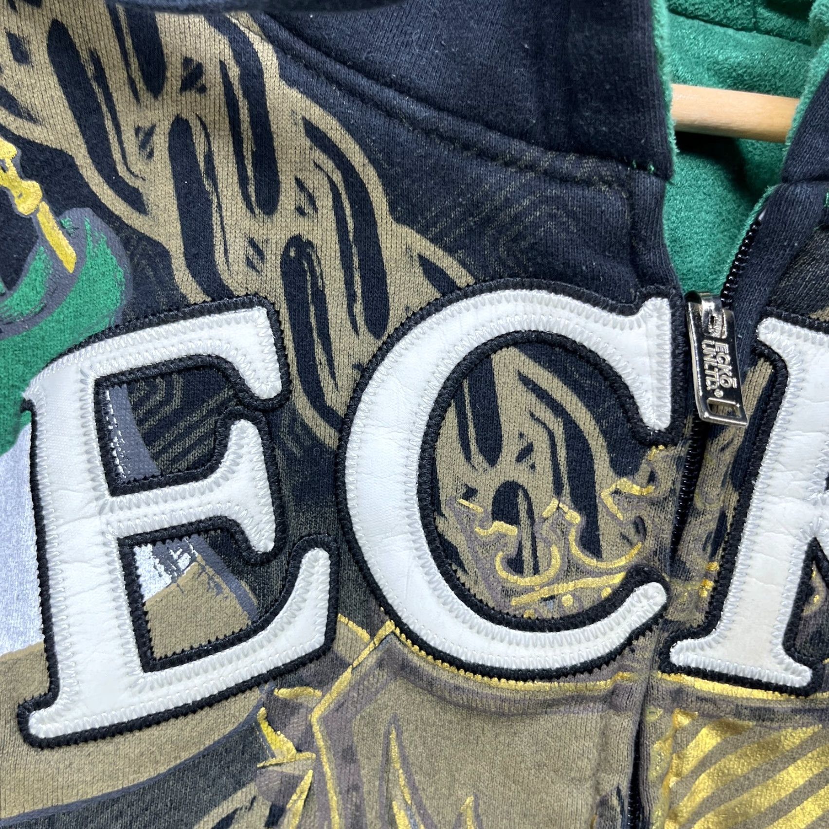 Vintage VINTAGE Ecko Unltd Hoodie 2XL Black Green Crest Zip Up Mens Hoodie Size US XXL / EU 58 / 5 - 3 Thumbnail