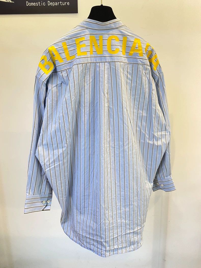 Balenciaga Balenciaga size 34 Blue plaid back letter logo shirt 2504- Size US S / EU 44-46 / 1 - 4 Thumbnail