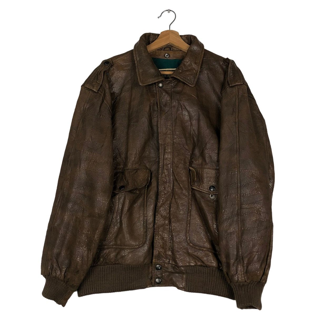 Japanese Brand 🔥VINTAGE FLY LEATHER JACKET MILITARY PIERRE BONEE USA Size US L / EU 52-54 / 3 - 1 Thumbnail