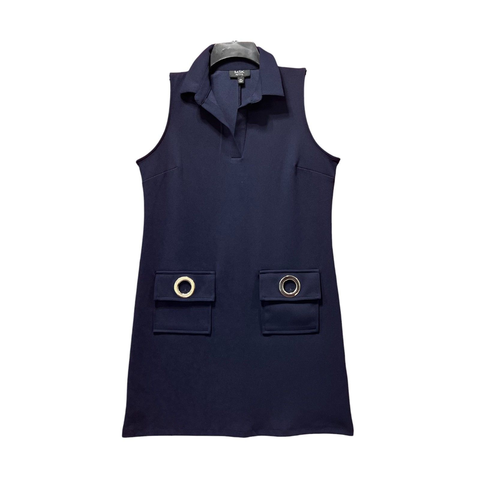 Other MSK - Women's Sleeveless Shift Dress Petite - Navy Blue - Pe Size M / US 6-8 / IT 42-44 - 3 Thumbnail