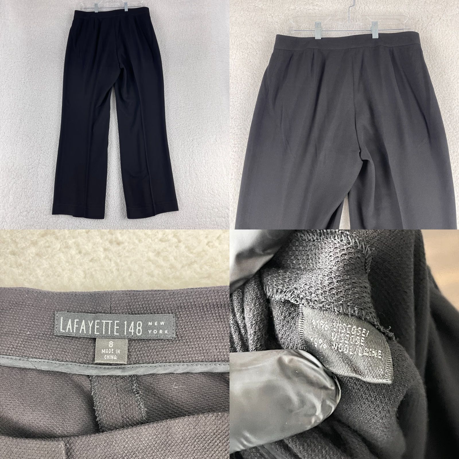Vintage Lafayette 148 New York Black Pleated Straight Leg Dress Pants Womens Wool Blend Size 8 Size 30" / US 8 / IT 44 - 9 Thumbnail