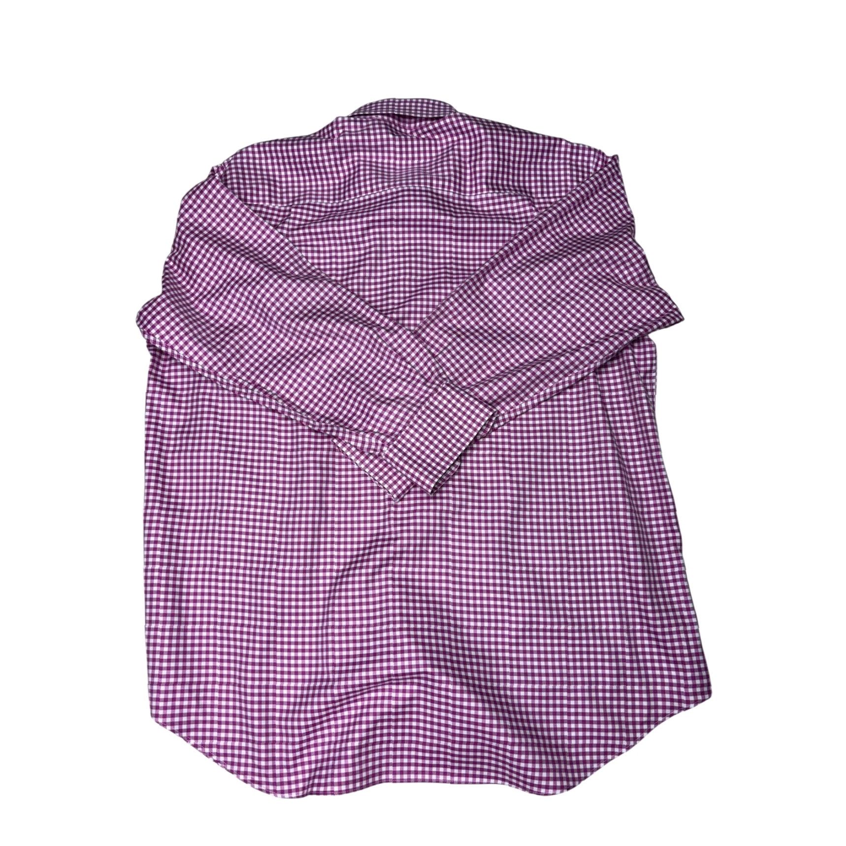 David Donahue David Donahue Mens Dress Shirt Pink White Gingham Check Cotton 17 32/33 Size 46R - 7 Thumbnail
