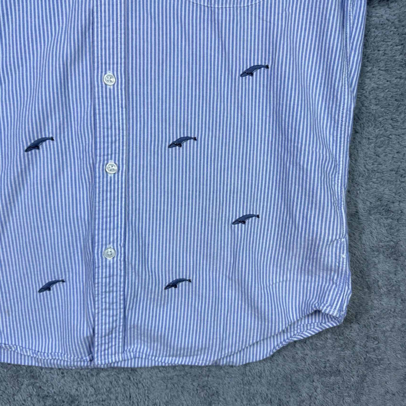 J.Crew J.CREW Shirt Mens M Seersucker Lightweight Oxford Whale Stitched Casual Blue Cotton Button-Up Short Sleeve Size US M / EU 48-50 / 2 - 5 Thumbnail