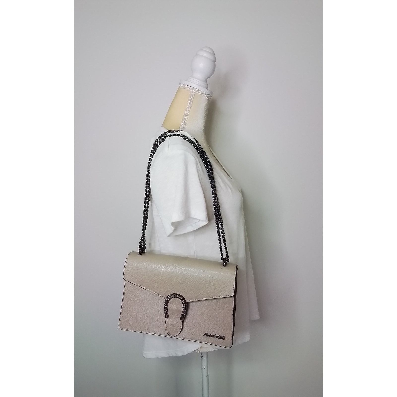 Other Marina Galanti Handbag Purse Leather with Silver Chain Strap Size ONE SIZE - 2 Thumbnail