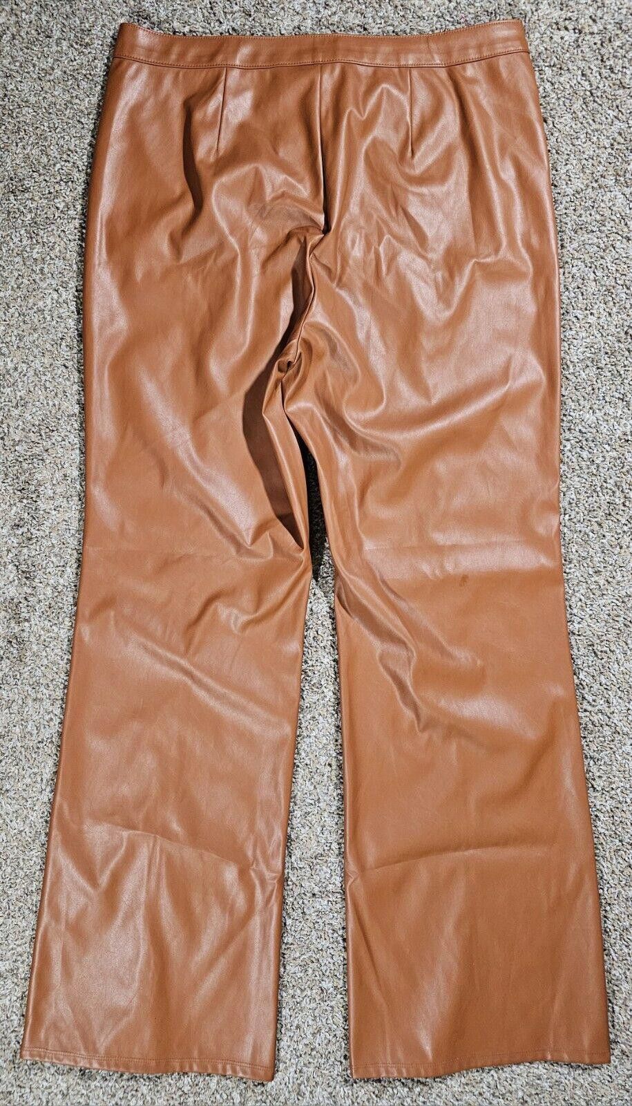 Designer Wild Fable Pants 14 Faux Leather High Rise Flare Seamed NWT Size 36" / US 14 / IT 50 - 7 Thumbnail