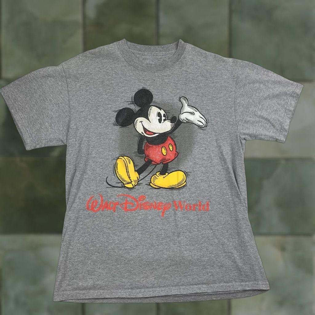 Disney VINTAGE Mickey Mouse Shirt Adult Medium Gray Disney World Theme Park Cartoon Y2K Mens Size US M / EU 48-50 / 2 - 1 Thumbnail