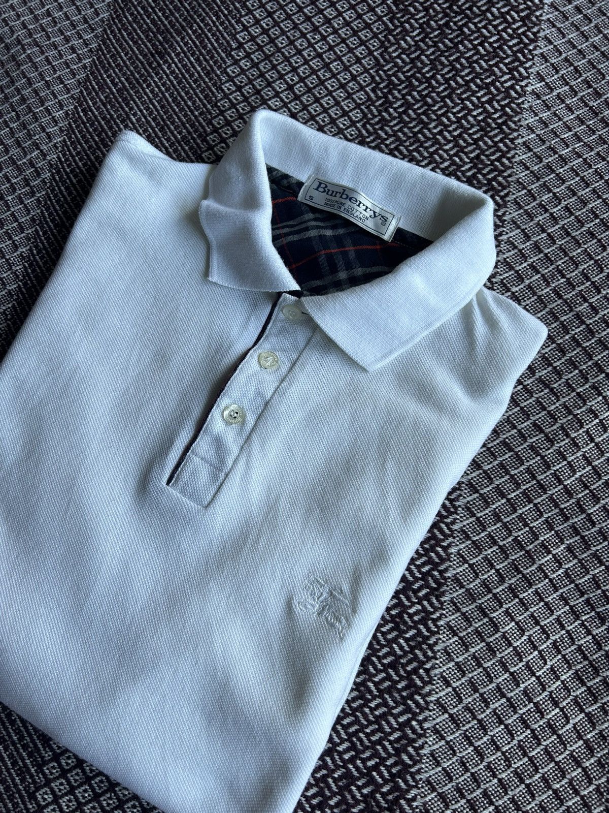Burberry Vintage Burberry Long Sleeve Polo Solid Style Nova Check Size US S / EU 44-46 / 1 - 15 Thumbnail