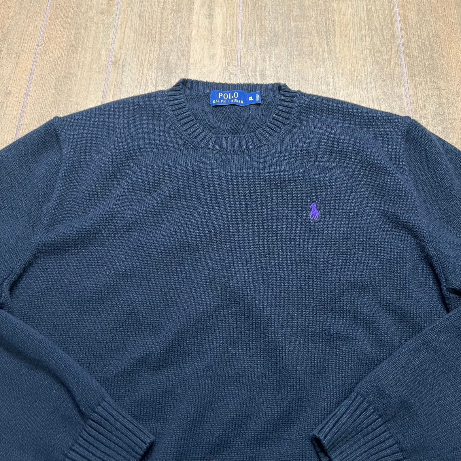Polo Ralph Lauren Vintage Polo Ralph Lauren Cotton Men's Black Knit Sweater XL Size US XL / EU 56 / 4 - 2 Thumbnail