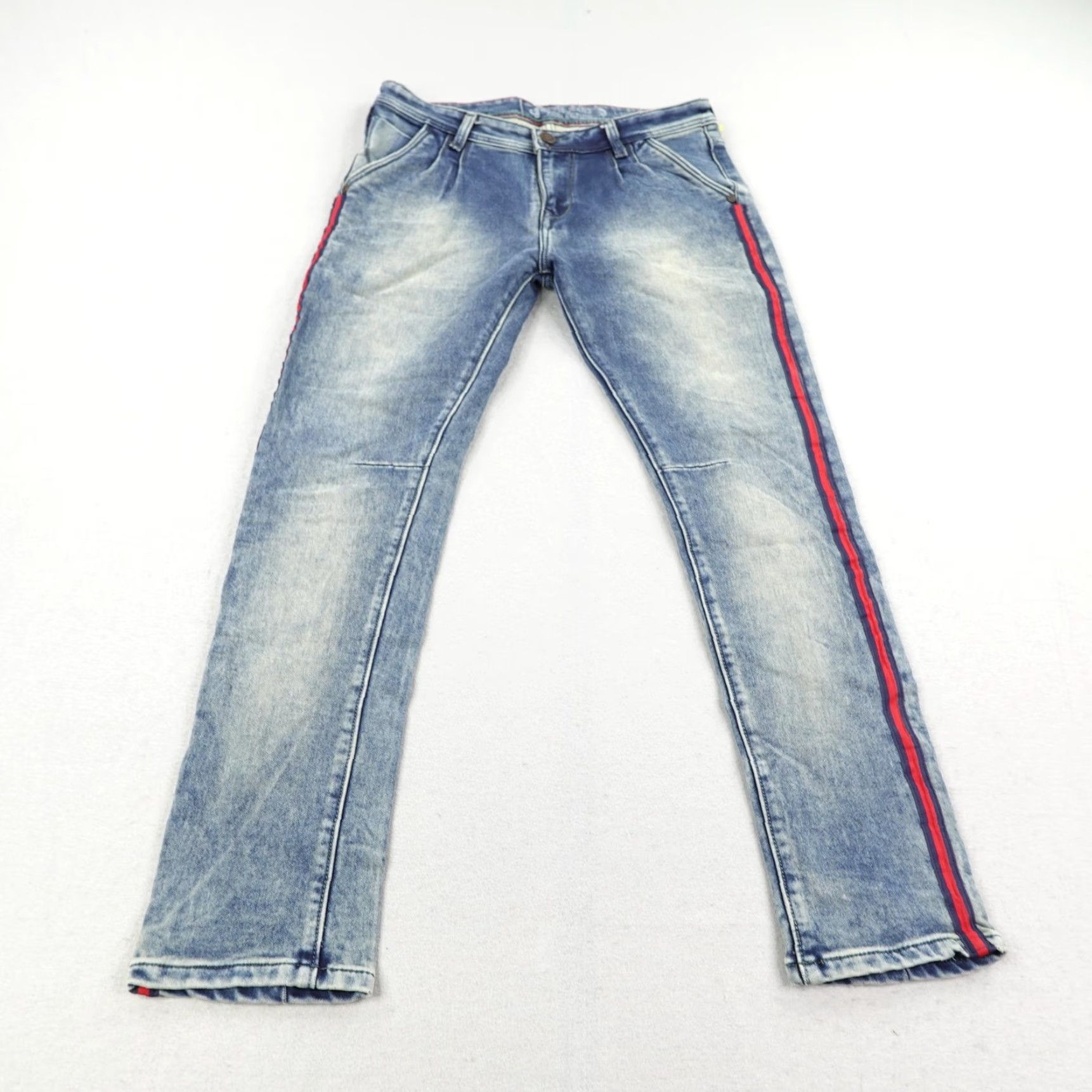 Diesel Diesel Jeans Mens Jeans 32 Blue Denim Side Stripe Straight Leg Denim Faded Pants Size US 32 / EU 48 - 2 Thumbnail